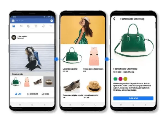 Facebook shopping Feed Ads on mobile Phone1